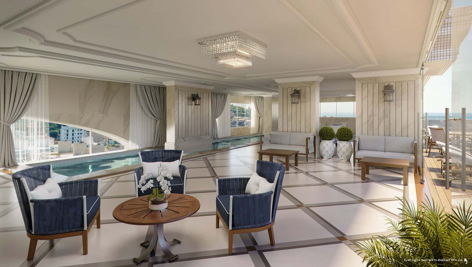 Palácio Triunfo CNA Itapema Área de lazer com piscina aquecida Palácio Triunfo CNA Itapema Área de lazer com piscina aquecida