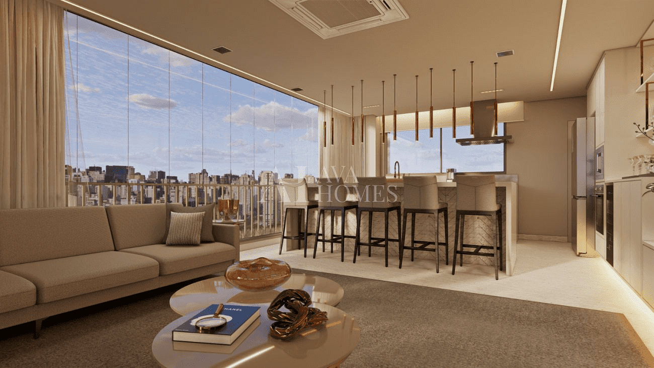 Bellis Vila Nova Conceição Penthouse Bellis Vila Nova Conceição Penthouse Sala de estar e cozinha
